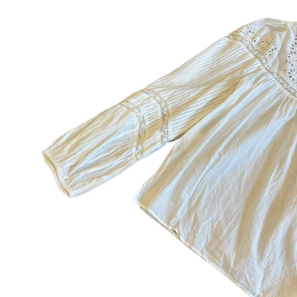 LoveShackFancy Badyn Blouse Shirt Button-Down Long Sleeve Boho White Size Large - Picture 11 of 15